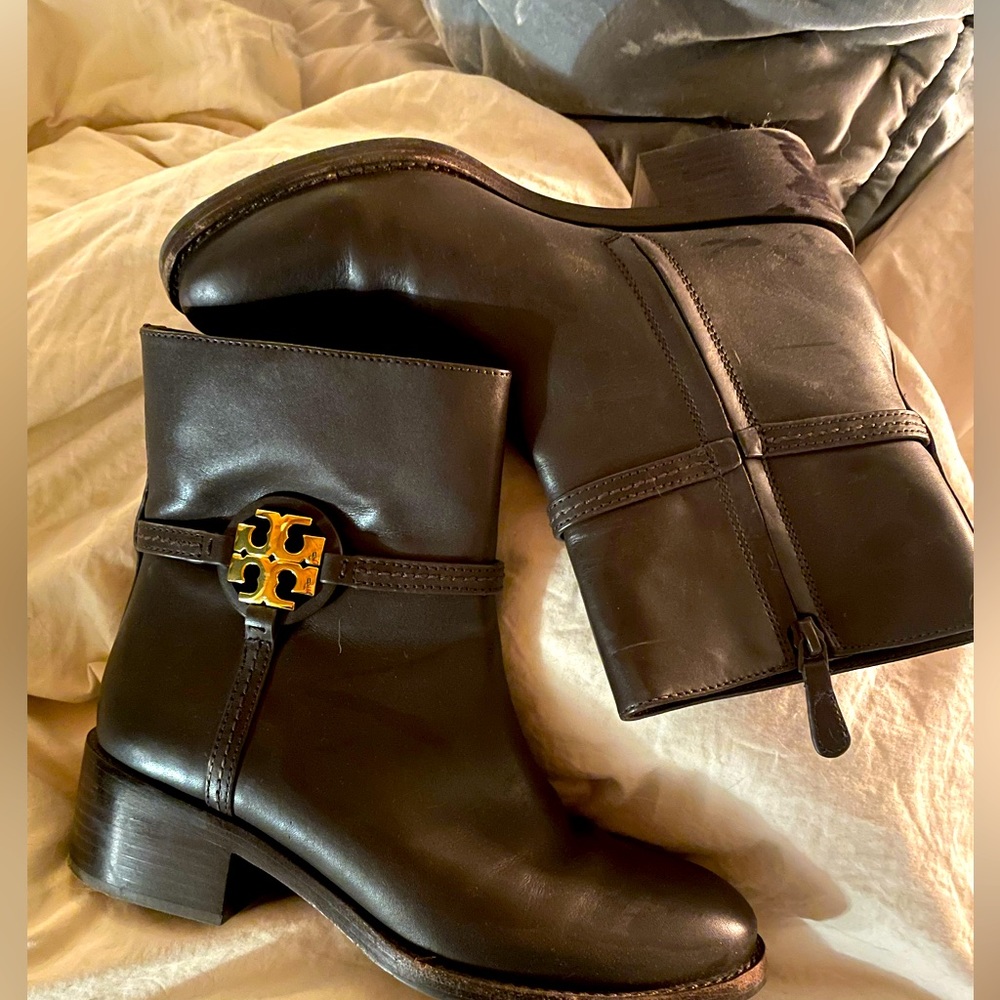 Tory Burch brown leather booties